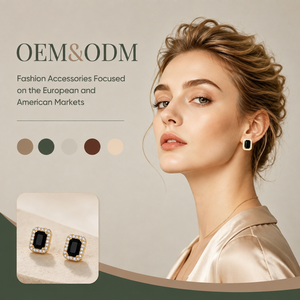 ต่างหูแบบติดหู OEM ODM ขายส่ง ชุบทอง ประดับเพชรซิคอนสีดำทรงเหลี่ยมมรกต ล้อมรอบด้วยเพชรซิคอนใสเม็ดเล็ก แฟชั่นสำหรับผู้หญิง - Product Image 1