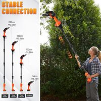 Scie à chaîne télescopique électrique 2-en-1 avec moteur sans balais 550W, batterie 1500mAh, chargeur, mini-sécateur 6 pouces, extension 2,3m, bricolage