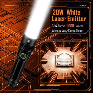 Lampe torche LED laser blanche puissante 20W à zoom magnétique, 1000LM, rechargeable Type-C, projecteur tactique, lampe de camping - Product Image 2