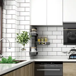 black and white brick style stickers self-adhesive wallpaper bathroom marble wood countertops stock kitchen wall paper