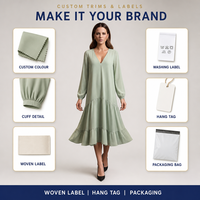 Robe longue personnalisée pour femme, col en V, à volants, couleur unie, en polyester, pour le bureau, les vacances, la plage, vente en gros, OEM, ODM, usine