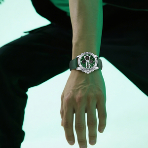 Montre de sport numérique de luxe verte FB0089 pour homme, chronographe à quartz, boîtier en alliage, verre résistant à l'eau, bracelet en cuir, avec boîte - Product Image 6