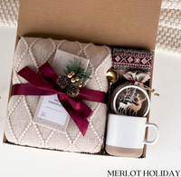 Idée cadeau de Noël unique : Coffret cadeau d'hiver avec couverture douillette, tasse à café ou à thé, chaussettes moelleuses, coffret cadeau chauffant pour Noël