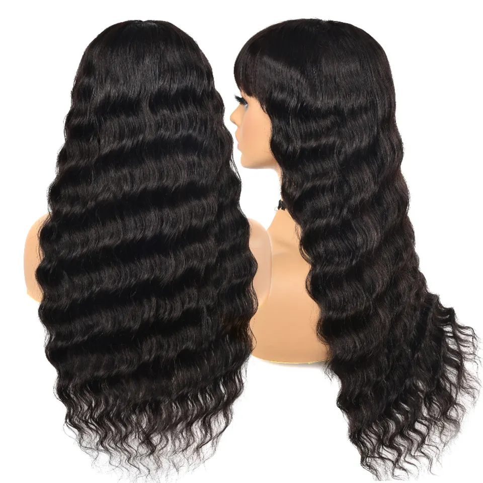 Loose Deep Wave Lace Front Wig Real Human Hair Brazil 4x4 Lace Hair Wig 150% Dense Holiday Hair Suitable for Women Natural Black