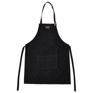 Denim Work <b>Apron</b> <b>Black</b> Unisex For Restaurant Bar Use - Product Image 1