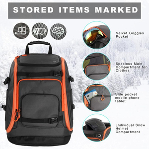 Sac à dos de voyage pour ski et snowboard, sac de transport robuste pour équipement de plein air, sac à bottes, organisateur d'équipement pour les sports d'hiver et les voyages - Product Image 4