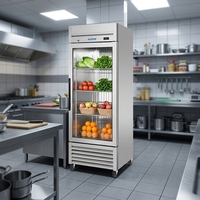 Congélateur vertical commercial en acier inoxydable à 3 portes vitrées, 1930 L, pour aliments surgelés