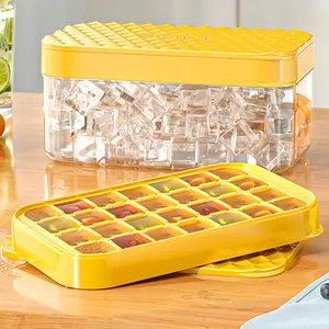 Kitchen Maker Ice Box Spill-Resistant Ice Cube Tray With Lid And Scoop Container Bin Ice Cubes Molds