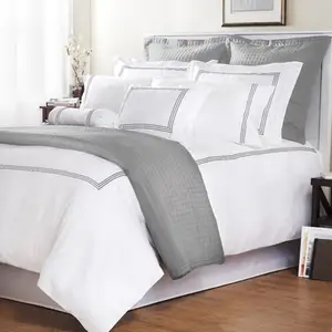 SANHOO Sarung Selimut Hotel Bordir Seprai Katun Mesir Set Seprai Seprai Hotel 200 Thread Count Set