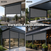 Persiana Enrollable Exterior Motorizada de PVC para Zonas Costeras, Resistente al Viento y al Agua, para Pérgolas y Gazebos, Venta al Por Mayor de Fábrica