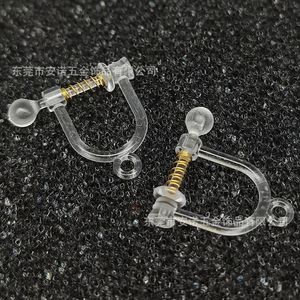 Transparent Clip-on <b>Earrings</b> Screw Type Spring Mechanism For No <b>Piercing</b> Ear Clips Resin Material Dongguan Made - Product Image 4