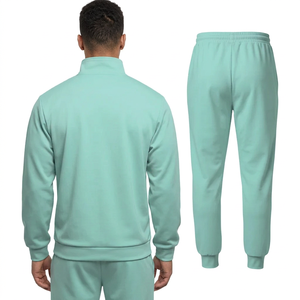 Men's Mint Green Tracksuit Set Full Zip Jacket Joggers Solid Color Casual Athletic Wear Breathable - Product Image 2