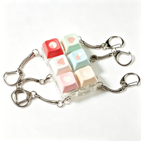 Porte-clés sonore personnalisé en acrylique transparent, motifs ange, animal, fruit, avec capuchon de clavier fidget, clicker et LED, jouet anti-stress