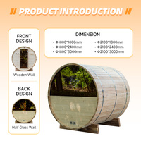 Sauna Tong Kayu Pinus Outdoor Terlaris dengan Jendela Setengah Belakang untuk Relaksasi di Taman, Desain Eropa, Kayu Karbonisasi, Kapasitas 2-8 Orang