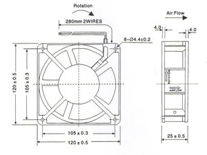 Ventilateur de refroidissement AC 4 pouces à faible <span class=keywords><strong>bruit</strong></span> et haut débit d'air (CFM) 12025 avec roulement à billes, 220V pour aquarium, alimentation électrique - Fournisseur d'usine - Product Image 4