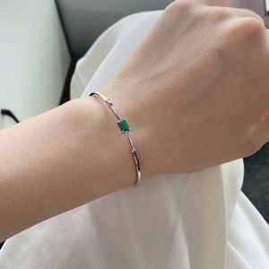 Dylam Trendy Minimalist Thin 925 Sterling <b>Silver</b> 18K Gold Plated 3 Stone 5A CZ Cubic Zirconia Women <b>Adjustable</b> Bangle - Product Image 3