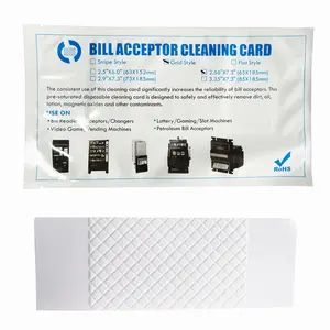 Disposable Grid Style Bill Acceptor PVC Fabric Pre Saturated Flocked Cleaning Card