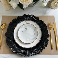 Assiettes de présentation en plastique de style européen pour mariage, fête, hôtel, dîner, assiette de service ronde de 13 pouces