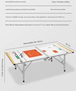 Table de travail du bois multifonctionnelle 120*150 Scie de travail pliante et élévatrice pour bricolage Scie électrique pour le travail du bois pour établi de menuiserie - Product Image 6