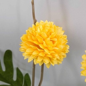 <span class=keywords><strong>Pompon</strong></span> artificiel réaliste <span class=keywords><strong>jaune</strong></span> fleurs fait à la main en PU pour la décoration intérieure et décorations de table sensation simulée - Product Image 2