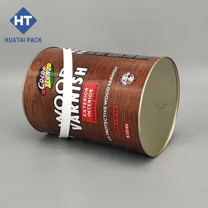 Lata de pintura metálica redonda de 5L con tapa y mango de plástico o mango de metal