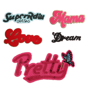 Wholesale Sell Pretty Butterfly Glitter Sequin Patch 3D Tags Colorful Logo Chenille <b>Letter</b> Patches Custom Iron <b>On</b> Clothing - Product Image 1