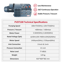 Wordfik PVDT100 double aspiration 100m ³/h 120m ³/h ± 600mbar pompe à vide à pression à palettes rotatives sèches pour machine d'impression
