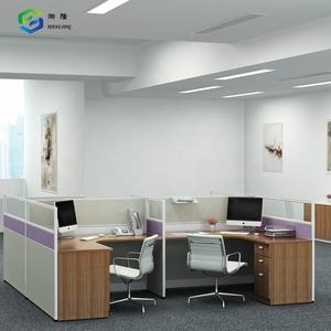 Coworking Space L shaped โต๊ะไม้ทันสมัย4คนออฟฟิศเวิร์กสเตชัน - Product Image 2