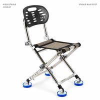 Chaise de pêche pliante multifonctionnelle en gros, siège de camping portable en acier inoxydable avec dossier creux et pieds antidérapants pour la pêche