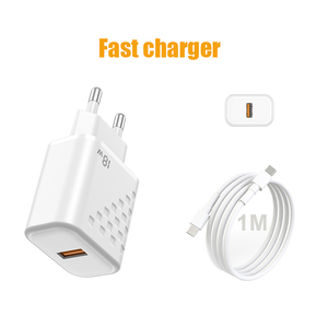 <span class=keywords><strong>Chargeur</strong></span> mural USB-C <span class=keywords><strong>18W</strong></span> PD QC3.0 avec câble long et durable de 1m, en ABS écologique, universel pour téléphones portables et ordinateurs portables - Product Image 3