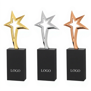 Star <b>Trophy</b> Award 734 Series Gold Silver Rose Gold Base with Logo Display Model A B C - Product Image 1