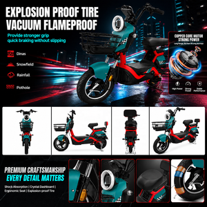 Vélo électrique familial STARGO <span class=keywords><strong>JUMBO</strong></span> 500W avec grand panier avant, double siège large et dossier pour les courses quotidiennes et la mobilité urbaine - Product Image 6