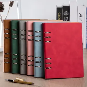 Grosir pertemuan buku harian bisnis A5 A6 sarung lembut longgar daun Notebook kantor hadiah kustom kulit cetak sederhana kreatif Fashion