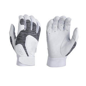 Gants de frappe en cuir avec logo personnalisé, blanc et noir, double teinte, paume lisse, pour baseball et softball, vente en gros, équipement sportif en vrac - Product Image 2