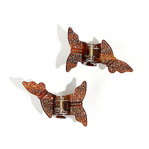 Pinza de Pelo Elegante con Diseño de Mariposa Marrón, con Pedrería, Venta al Por Mayor, Personalizada, de Alta Calidad, USA Glow Brooks Inc - Product Image 1