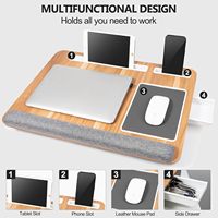 Combohome Multi-fonctionnel Portable Lap Desk Support pour ordinateur portable Support pour ordinateur portable en bois pour tablette Portable Bambou Pliable