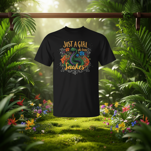 Camiseta de la marca Just A Girl Who Loves Snakes con diseño de reptil y serpiente, ideal para amantes de las serpientes. - Product Image 3