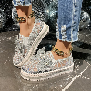 Waterdrop <b>pointed</b> <b>toe</b> loafers for women, net surface, breathable, casual single shoes, one-piece slip-on ladies' sandals - Product Image 2