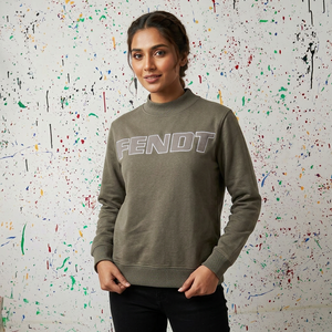 Sudadera FENDT Gris Carbón 100% Algodón con Apliques Bordados, Estilo Deportivo, Invierno, Liso Teñido, Oversize, Impresión Digital, Terciopelo - Product Image 1