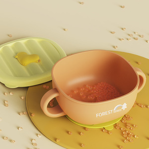 Bol pour bébé de la série Forest avec base à ventouse, sans BPA, en acier inoxydable, pour enfants de 0 à 12 mois, plat d'alimentation pour enfants - Product Image 1