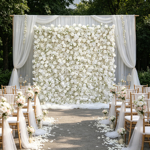 Wedding Stage 8ft X 8ft Rose Artificial <b>Flowers</b> White <b>Flower</b> Wall Backdrop Roll up Decorations Events Background for Photography - Product Image 1