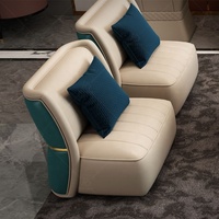 Ensemble de salon de style européen moderne de luxe, canapé en cuir avec table basse, meuble TV, meubles haut de gamme, solution tout-en-un
