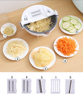 Râpe à légumes multifonctionnelle pour la cuisine Coupe-légumes manuel 9 en 1 avec panier d'égouttage