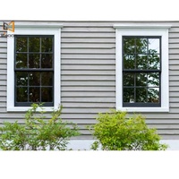Fenêtre à double vitrage de style américain avec conception de châssis coulissant vertical, isolation thermique, volets en PVC, cadre en plastique