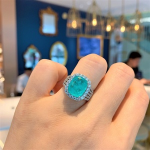 Vintage Fashion Jewelry Eco-friendly Copper 10*12mm Multicolor Cubic Zirconia Gemstone <b>Rings</b> Sparkly for Women Statement Gift - Product Image 5