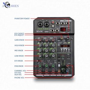Aoshen - Mezclador de Audio Profesional para PC con 16 Efectos DSP, 4 Canales, Interfaz de Audio y Conexión Inalámbrica para Grabación - Product Image 3