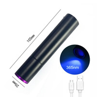 Penjualan laris Senter UV Mini portabel 365nm senter Aloi aluminium isi ulang USB untuk deteksi lumut kucing cetakan uang kertas