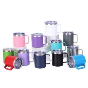 Custom Logo Printed Stainless Steel Cup 12oz <b>Double</b> <b>Wall</b> Tumbler Coffee Travel <b>Mug</b> With Lid and Handle - Product Image 2