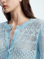 Pull cardigan sexy à gradient pour femmes grande taille, maille moulante, vêtements de nuit populaires, taille unique, sans couture, décor creux, uni