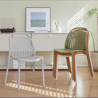 Chaise de salle à manger empilable en plastique minimaliste moderne avec dossier pour la maison, le bureau, le balcon et l'extérieur
